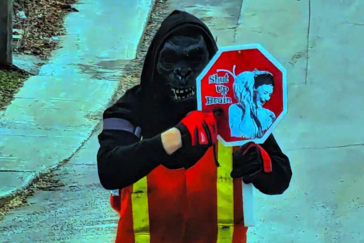 it's a gorilla with a shut up brain sign, what do you want from us
